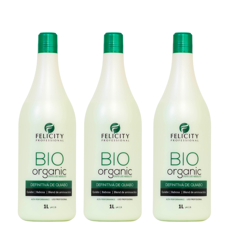 Kit C/3 Ativos Definitiva de quiabo Bio Organic Felicity 3x1