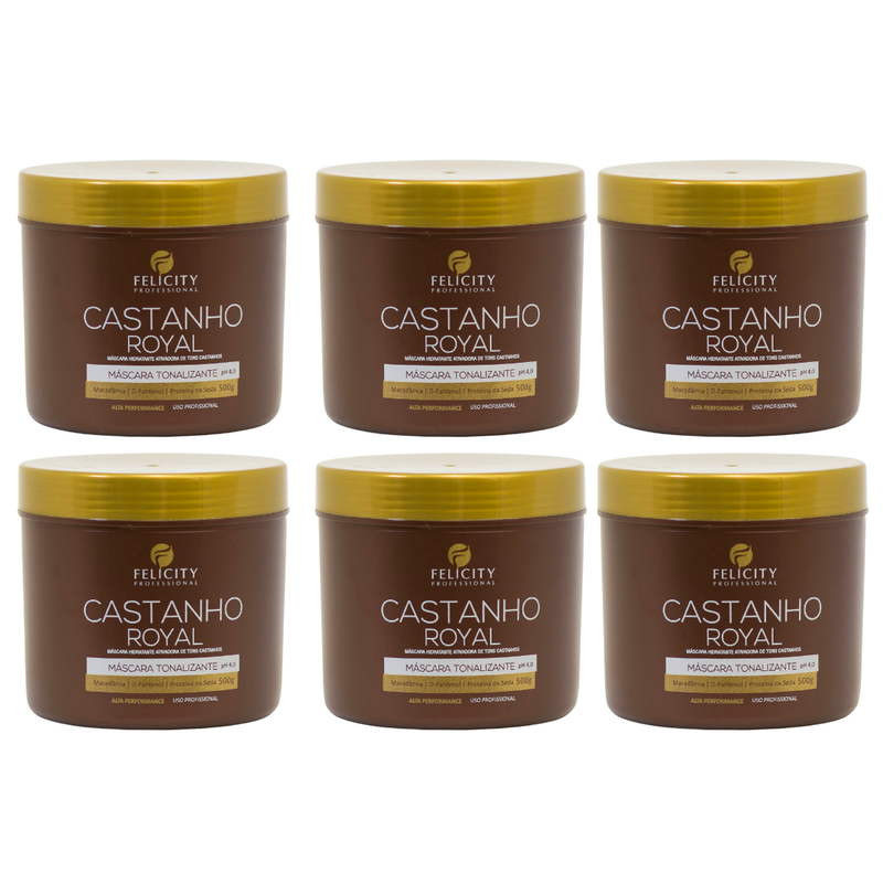 Kit Com 6 Mascara Tonalizante Castanho Royal Felicity 500gr