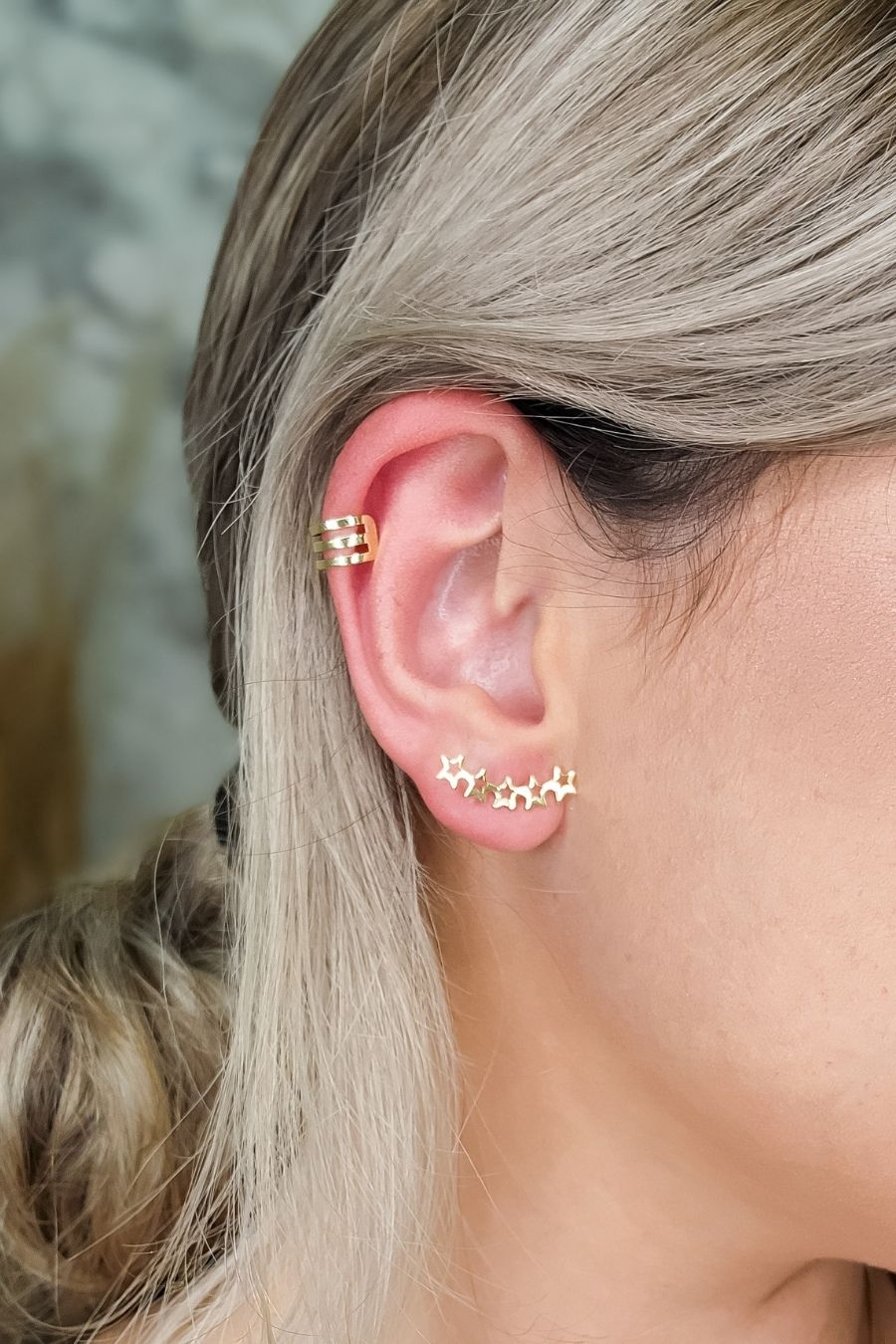 Piercing Três Fios Banhado em Ouro 18k