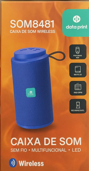 Caixa de Som Wireless SOM8481: Som Potente e Portátil com Conexão Sem Fio