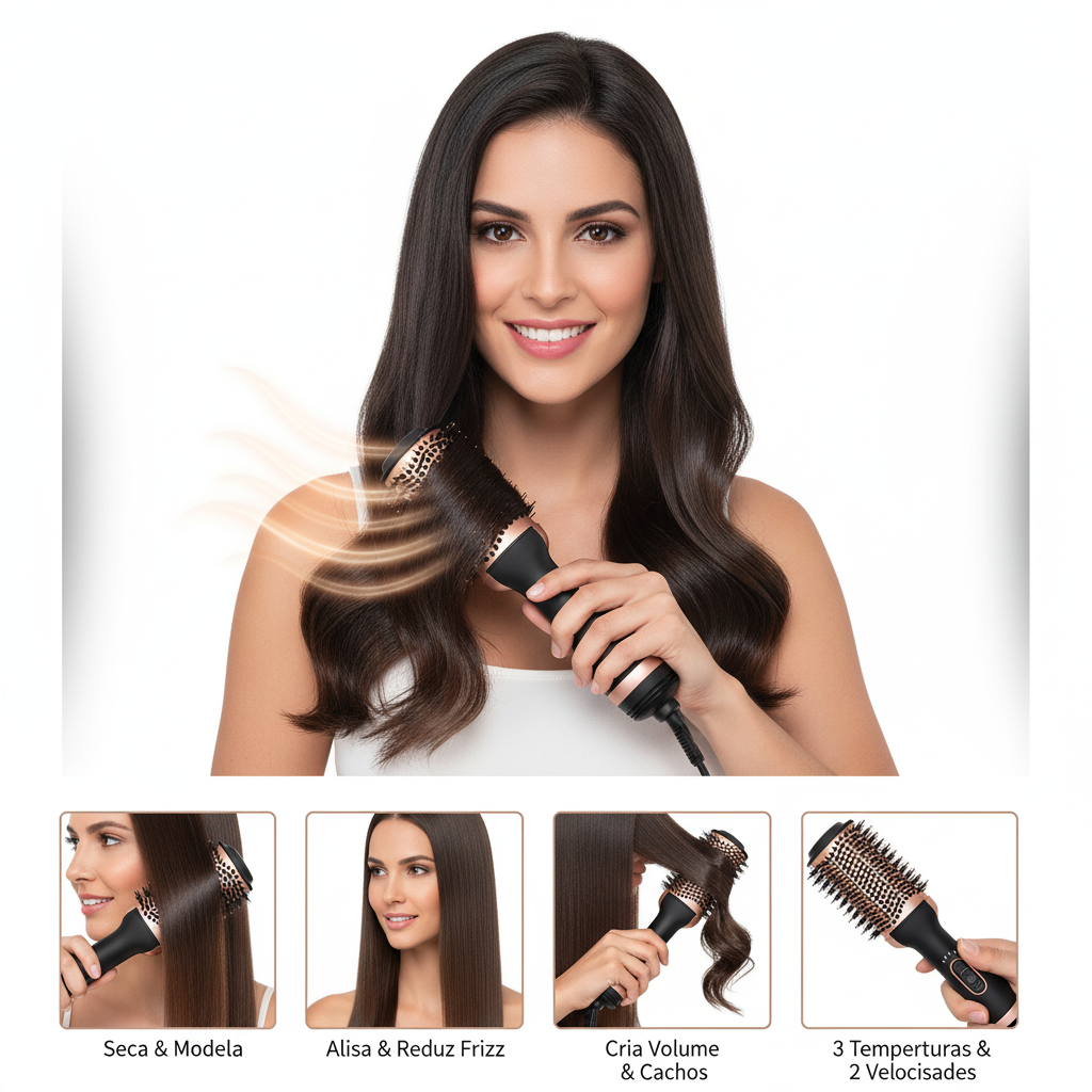 Escova Secadora Modeladora Alisadora Multifuncional 3 em 110v