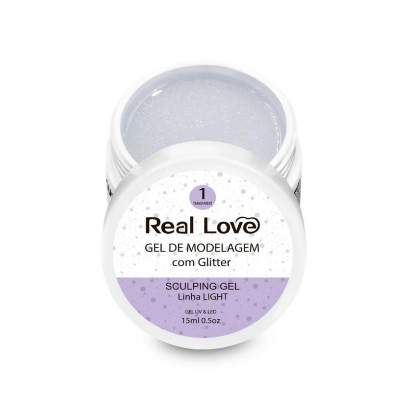 Gel Construtor Glitter 01 Transparent Real Love