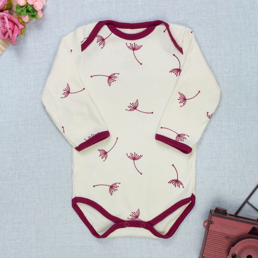 Body Bebê Creme Manga Longa minimalista clean - Estampa Dente De Leão