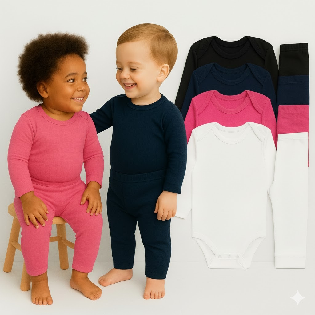 Conjunto Básico Body E Calça 100% Algodão Para Uso Diário Do Bebê