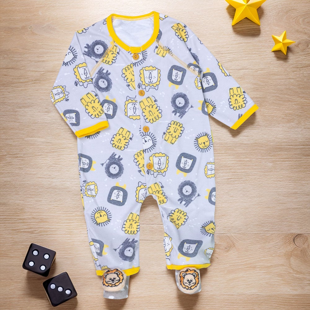 Conjunto Macacão Leão Com Pantufa 3d - Aconchego E Estilo Para Bebês