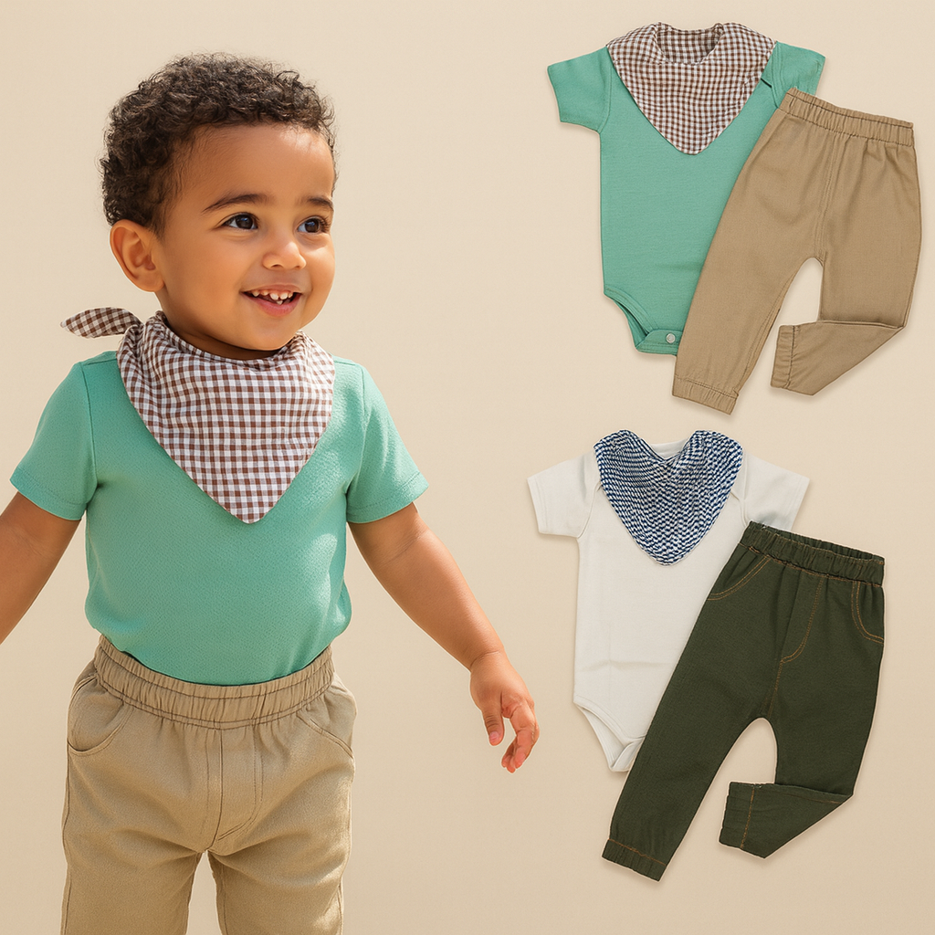 Look Completo Body, Calça E Bandana Estilo E Conforto Para O Bebê