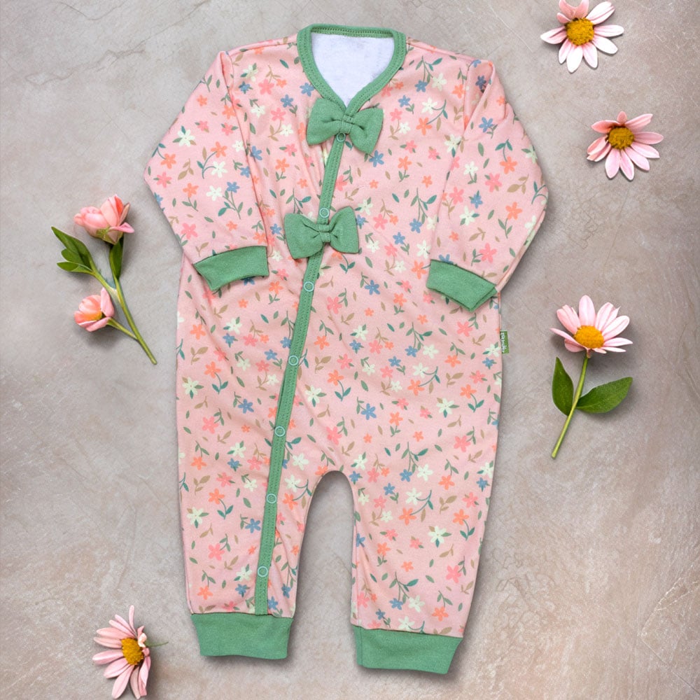 Macacão De Bebê Com Flores De Outono - Toque Aconchegante