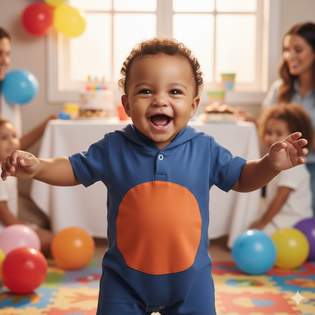 Macacão De Bebê Curto Com Capuz Bichinho Bordado Raposa Azul