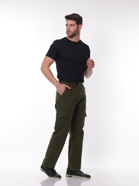 Calça Masculina Cargo em Sarja 7888 Verde Musgo
