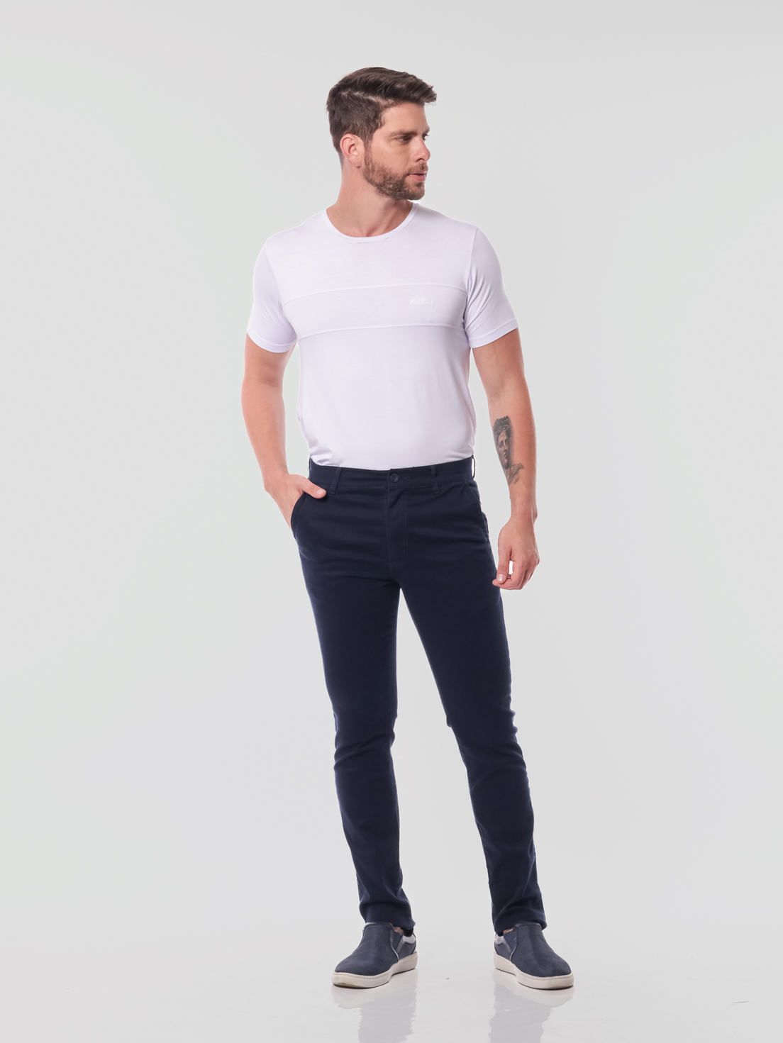 Calça Masculina em Sarja 7898 Azul Marinho