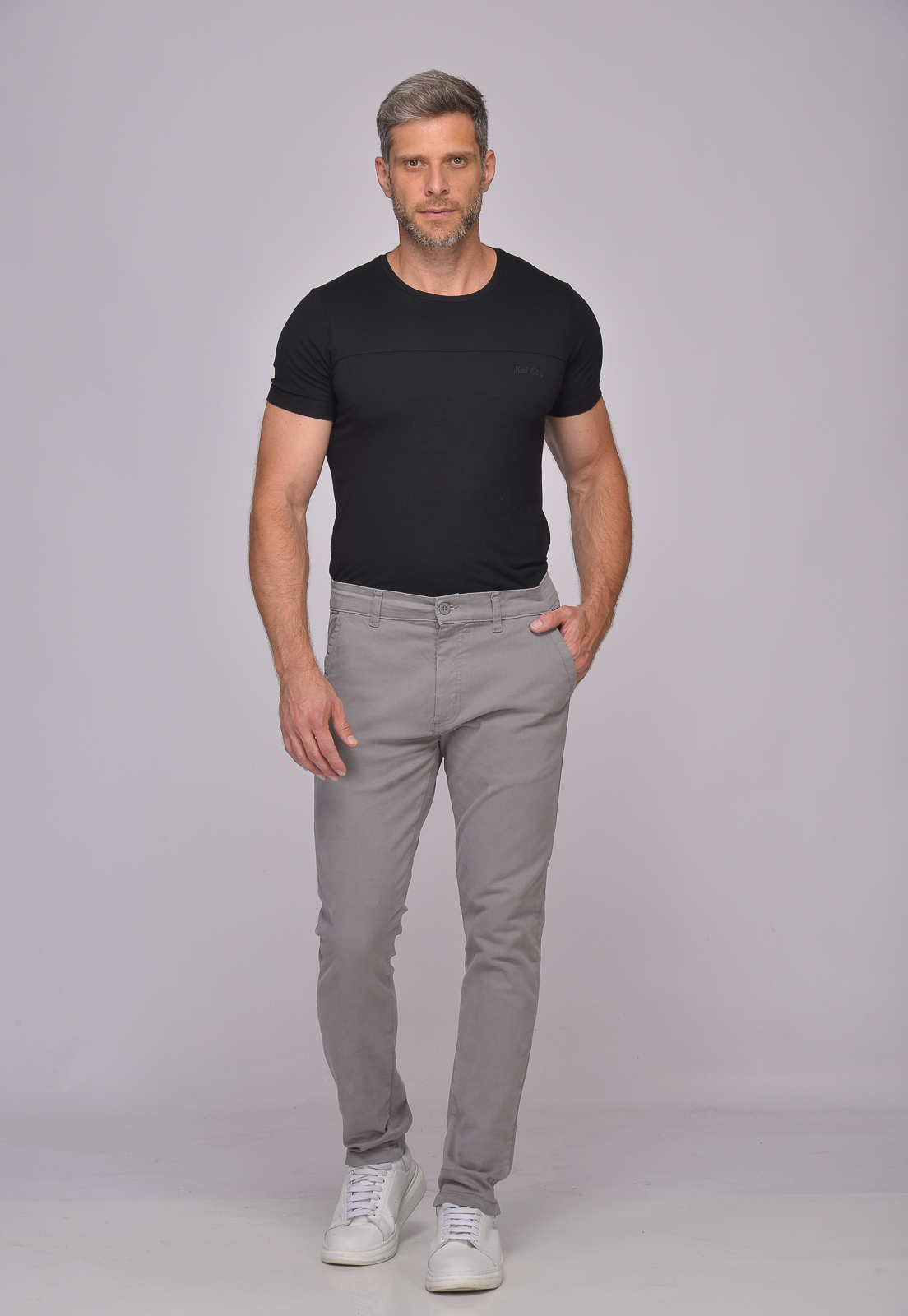 Calça Masculina em Sarja 7898 Cinza Claro