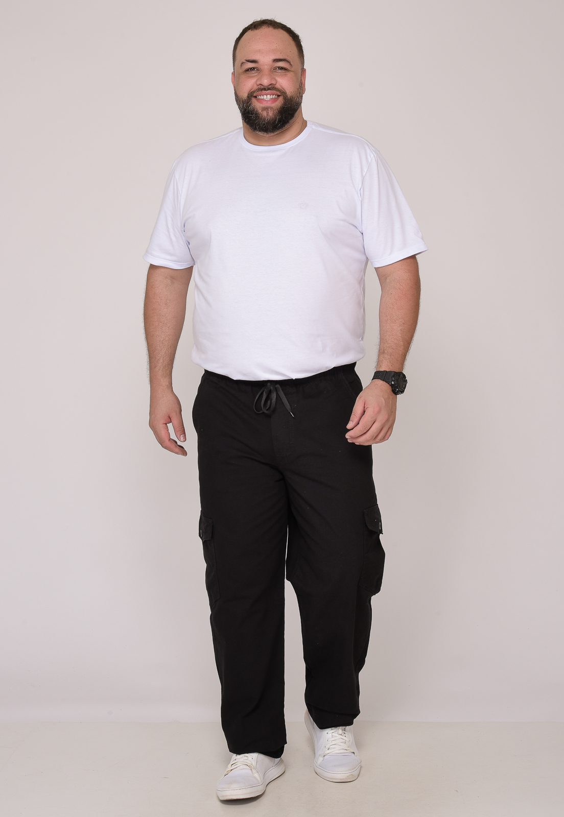 Calça Masculina Plus Size Sarja Preto