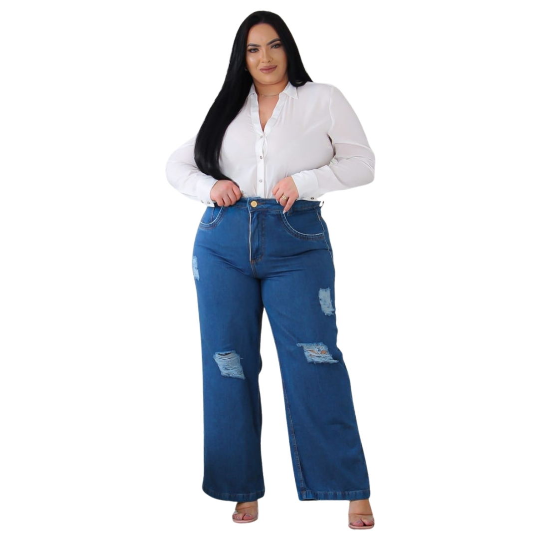 Calça jeans wide Leg Premium cintura alta plus Size Destroyed - Mundi -  Outros Moda e Acessórios - Magazine Luiza