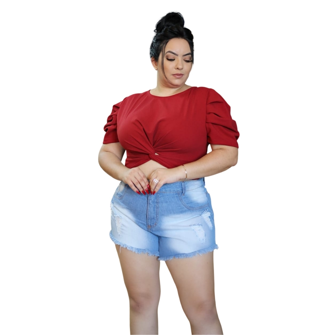 SHORTS JEANS DOLCE SEDUTTI PLUS SIZE COM BOTÃO - Dolce Sedutti