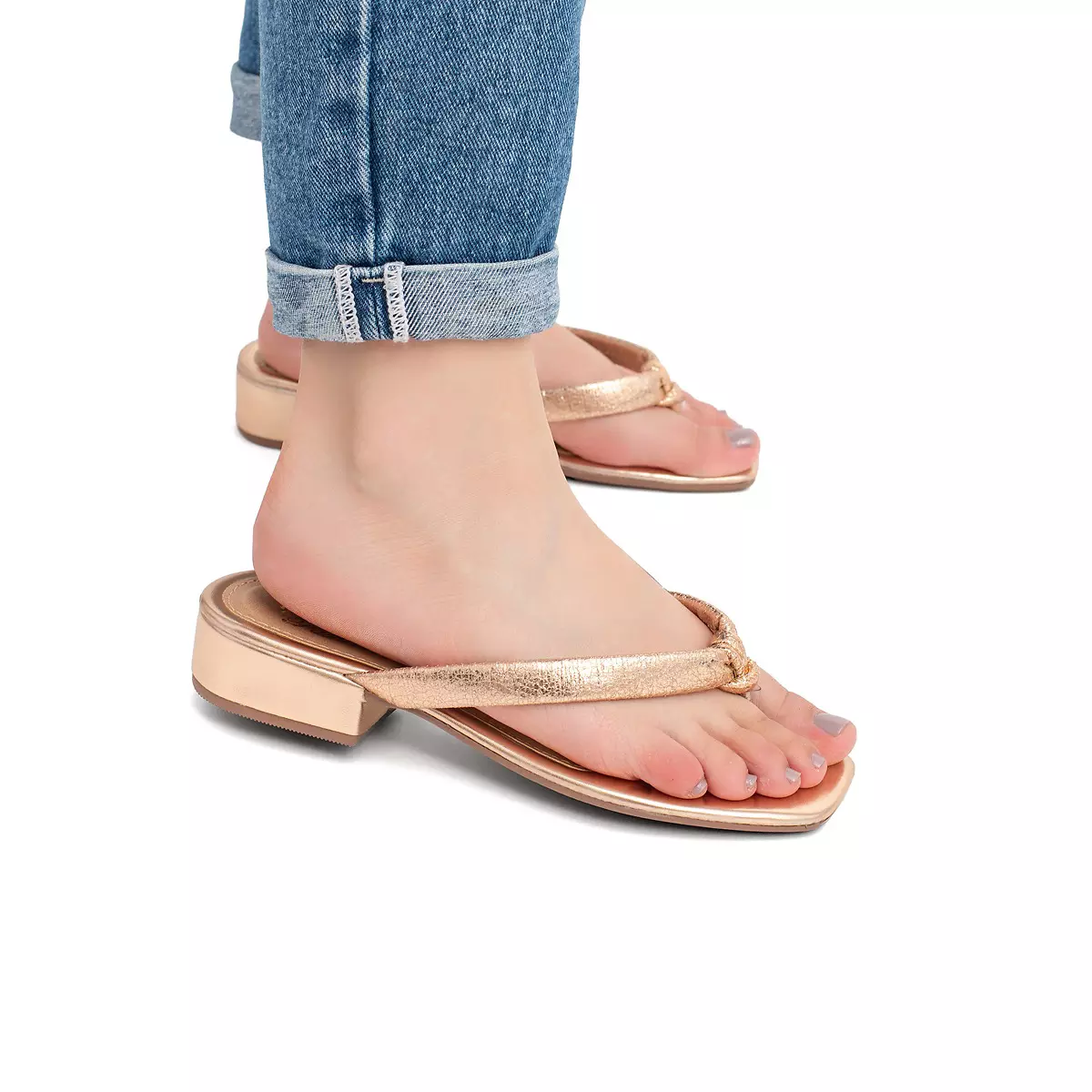 Sandália Feminina Com Saltinho Baixo Estilo Tamanco - A014 Bronze