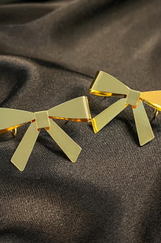 Brinco Ear Cuff Laço Grande Banhado em Ouro 18k