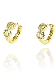Brinco Argolinha Infinito Com Micro Zircônia Banhado em Ouro 18k