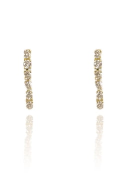 Brinco Pequeno Fio Com Cinco Zircônia Banhado em Ouro 18k