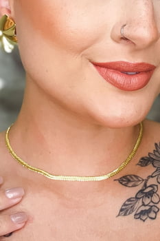 Choker Com Corrente Trabalhada Banhado em Ouro 18k