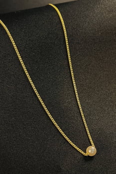 Choker Com Uma Pérola Banhado em Ouro 18k