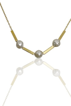 Colar Pérola e Retângulo Banhado em Ouro 18k