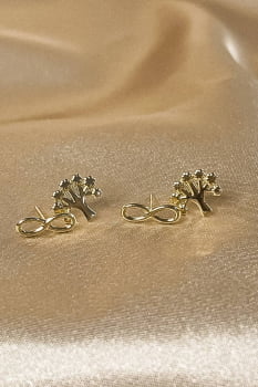 Duo Arvore Da Vida E Infinito Banhado em Ouro 18k