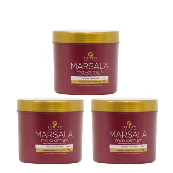 Kit C/3 Mascaras Tonalizante Marsala Felicity 3x500g Kit C/3 Mascaras Tonalizante Marsala Felicity 3x500g