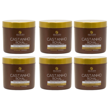 Kit Com 6 Mascara Tonalizante Castanho Royal Felicity 500gr Kit Com 6 Mascara Tonalizante Castanho Royal Felicity 500gr