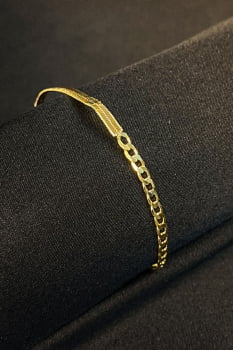 Pulseira Meia Fita Meia Corrente Banhado em Ouro 18k Pulseira Meia Fita Meia Corrente Banhado em Ouro 18k