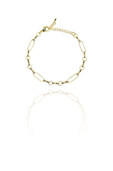 Pulseira Com Elo Ovalado e Elo Em Circulo Banhado em Ouro 18k