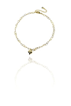 Tornozeleira Corrente de Coração Com Pingente De Coração Banhado em Ouro 18k Tornozeleira Corrente de Coração Com Pingente De Coração Banhado em Ouro 18k