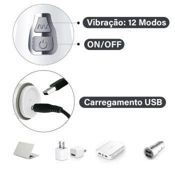 Vibrador Duplo Coelhinho Ponto G Clitóris Usb 16cm Cor:roxo