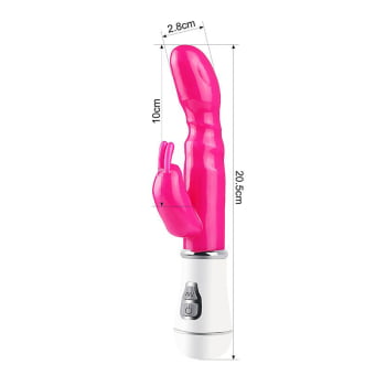 Vibrador Duplo Coelhinho Ponto G Clitóris Usb 16cm Cor:roxo