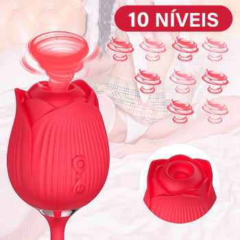 Vibrador Pontog Clitóris Vai E Vem Formato Rosa Usb Vermelho