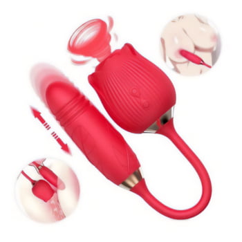 Vibrador Pontog Clitóris Vai E Vem Formato Rosa Usb Vermelho