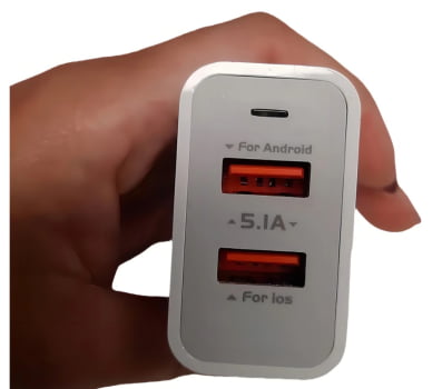 Carregador turbo 5.1a com 2 entradas completo Kabbom