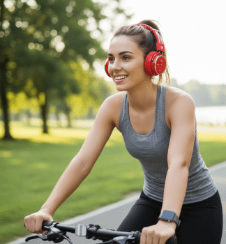 Fone de Ouvido Articulável Bluetooth Microfone Som Cor:Vermelho