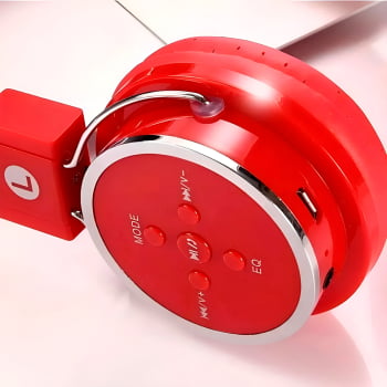 Fone de Ouvido Articulável Bluetooth Microfone Som Cor:Vermelho