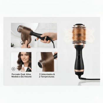 Escova Secadora Modeladora Alisadora Multifuncional 3 em 110v