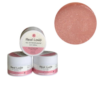 Gel De Alongamento Com Glitter 4 Nude Real Love 15g