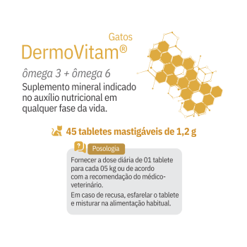 Dermovitan Gato Pele E Pêlo C/45 Tabletes (ômega3 + ômega 6)