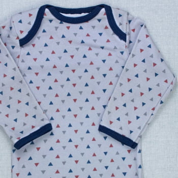 Body Bebê Cinza Manga Longa Minimalista- Estampa Triângulos Moderno