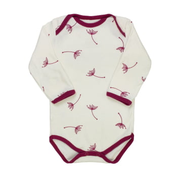 Body Bebê Creme Manga Longa minimalista clean - Estampa Dente De Leão