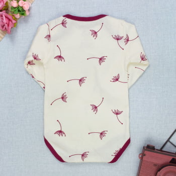 Body Bebê Creme Manga Longa minimalista clean - Estampa Dente De Leão