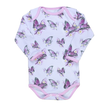 Body Bebê Manga Longa Borboletas - Conforto E Estilo Lilás