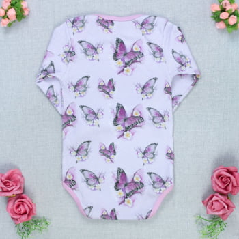 Body Bebê Manga Longa Borboletas - Conforto E Estilo Lilás