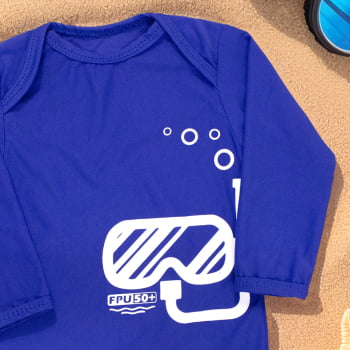 Body Bebê Proteção Uv50+ Manga Longa Mergulhador Royalblue
