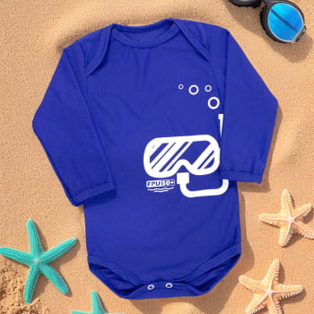 Body Bebê Proteção Uv50+ Manga Longa Mergulhador Royalblue