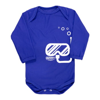 Body Bebê Proteção Uv50+ Manga Longa Mergulhador Royalblue