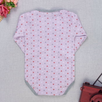 Body Bebê Rosa Manga Longa Menina Minimalista - Estampa Triângulos